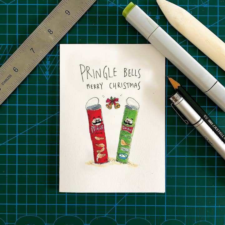 Well Drawn – wholesale Julkort – Pringle Bells, God Jul2