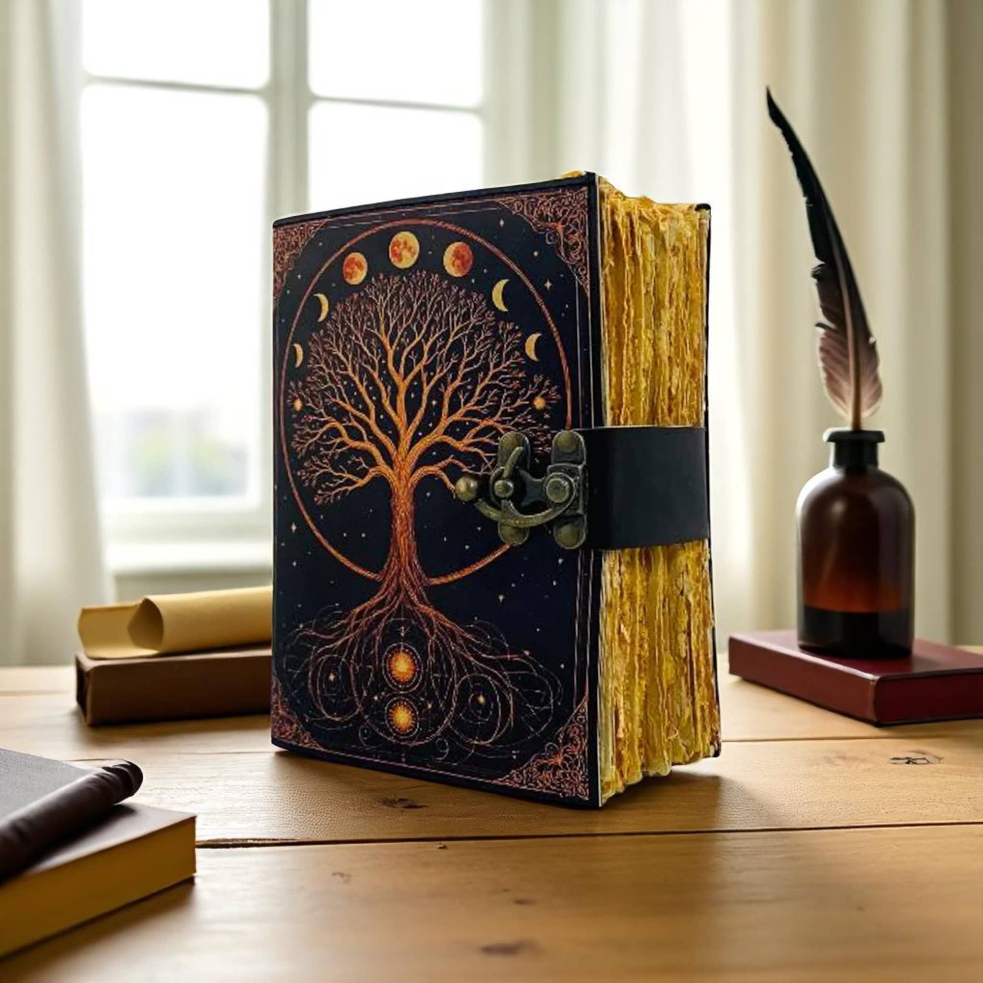 Hana Exports - Wholesale Journal/Diary - Tree of Life Leather Grimoire Journal – Handmade Diary3