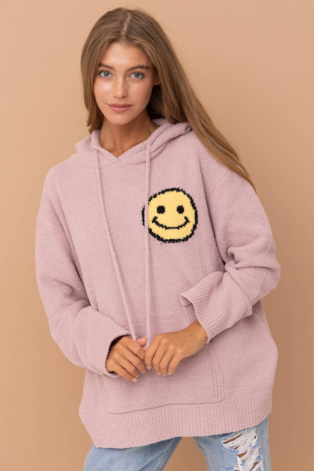 Blue B - Wholesale Hoodie - Women's - 17376W - Fuzzy Cozy Hooded Smiley Sweater14