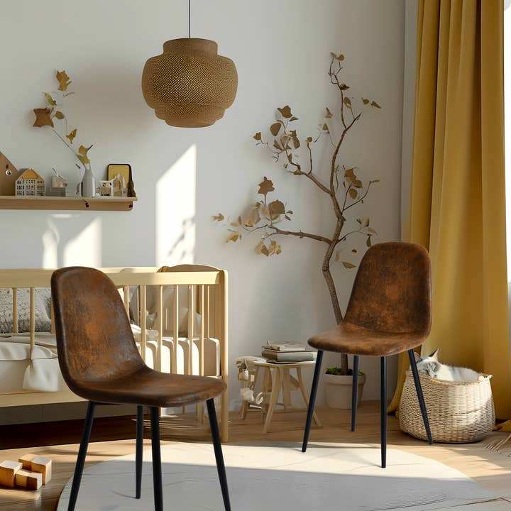 HOMYCASA DESIGN INC - Wholesale Chair - Faux Suede Dining Chair - Distressed Brown