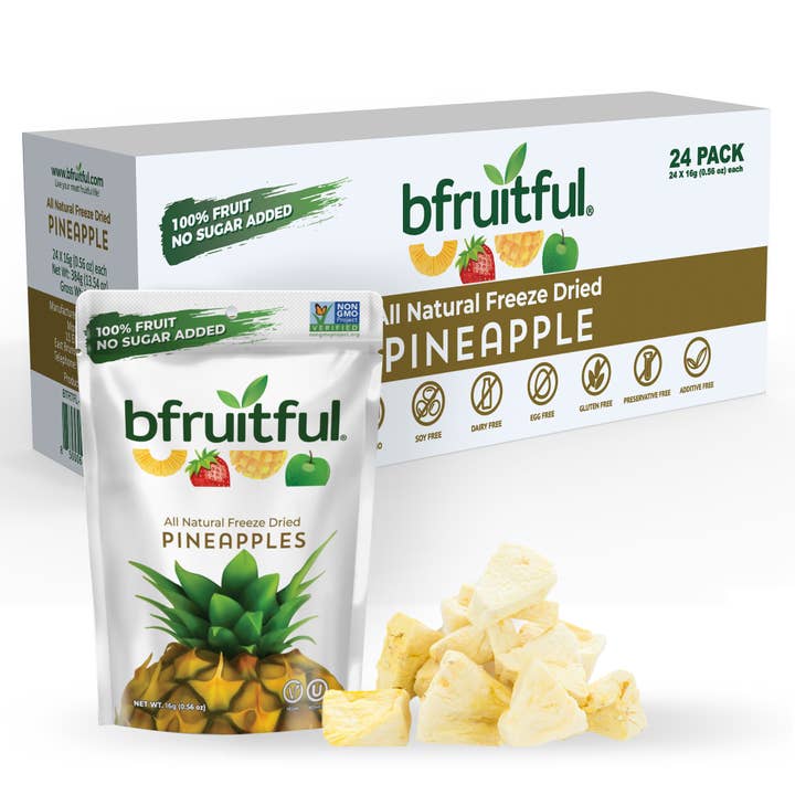 bfruitful - Wholesale Dried/Dehydrated Fruit - Freeze Dried Pineapples (24 Pack)1