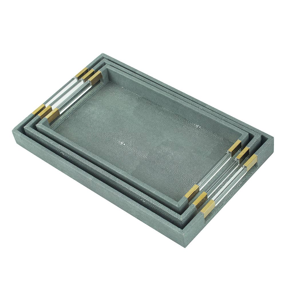 Decorium Living - Wholesale Decorative Tray - Margo Tray W/ Lucite Handle (Set of 3)1