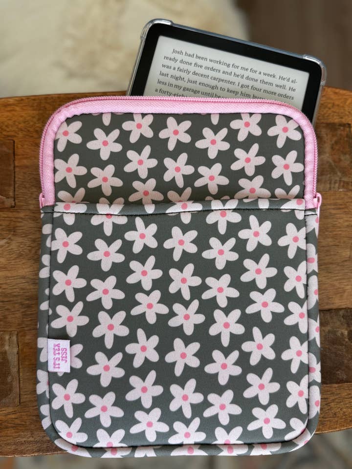 e-reader/tablet sleeve - green floral for wholesale by It's Tex Jess