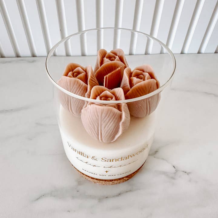 Tsuki Box - Wholesale Novelty Candle - Botanical Candle | Beige Tulips | Vanilla & Sandalwood 400g5