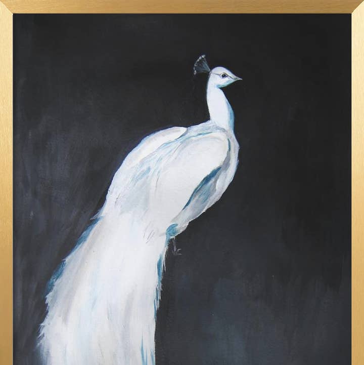 Stampa incorniciata « Pavone bianco maestoso » per la vendita all'ingrosso da parte di Ready2hangart, Inc.