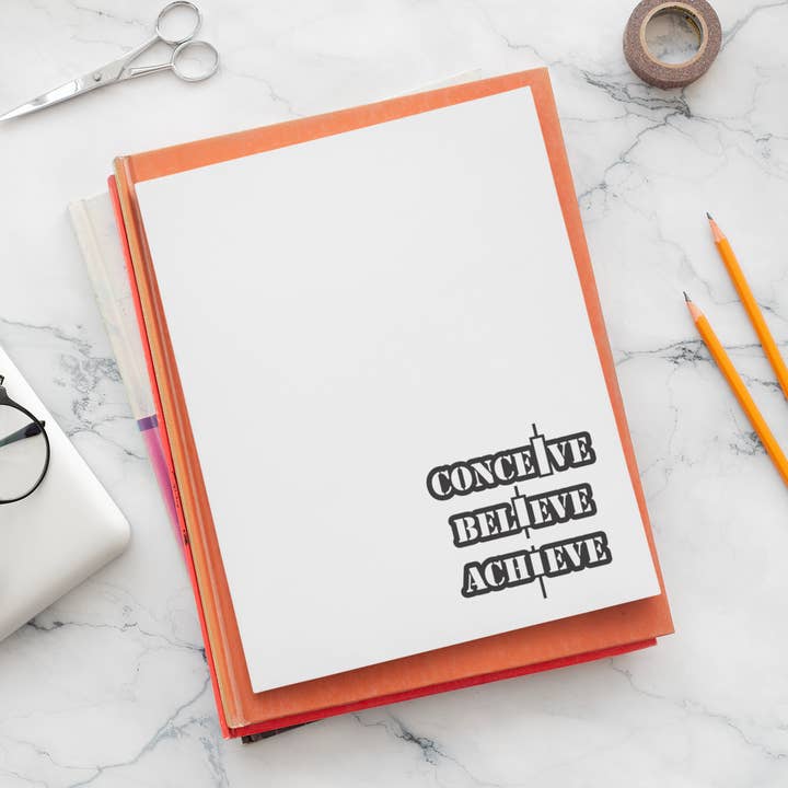 Conceive Believe Achieve All Weatherproof Sticker for wholesale by Trader Lifestyle