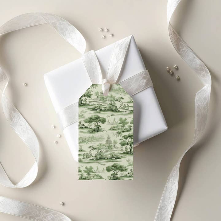 Green Toile (oversized) Gift Tags and other Purchase Wholesale printed ribbon. Free Returns & Net 60 Terms on Faire trending on Faire.