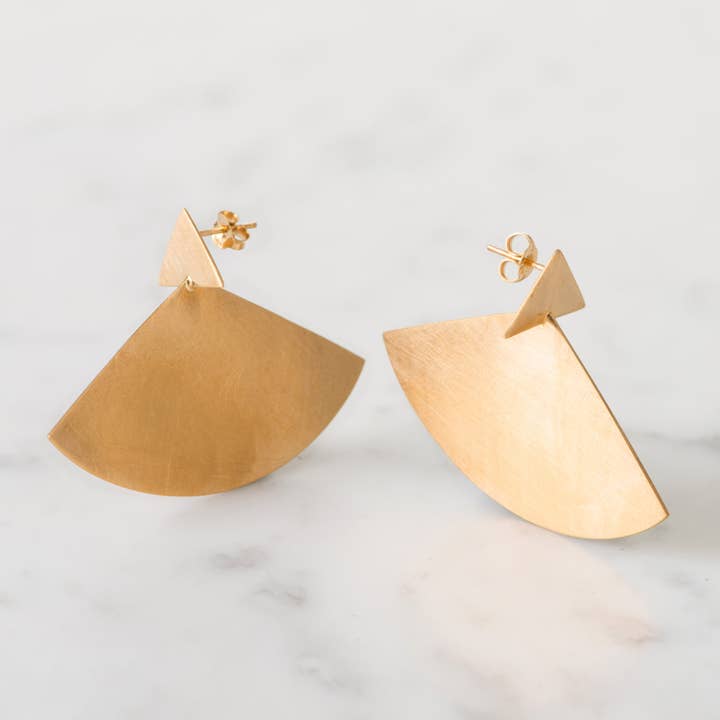 Brincos Fan Gold por atacado de Elodie Jewellery