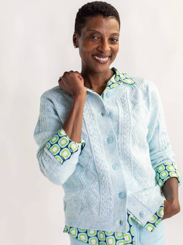 EMMA cardigan Light Blue for wholesale by Lesley Evers