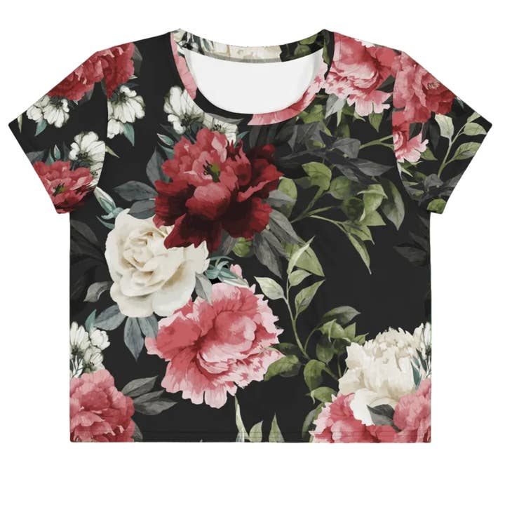 Mourning Rose Crop Top for wholesale by Goth Cloth Co.