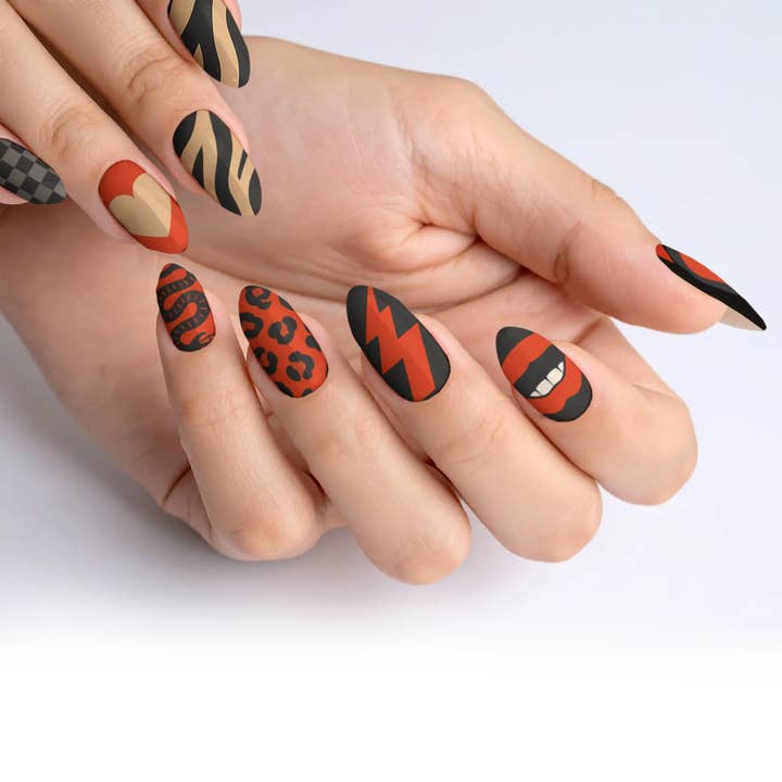 Neon Noir Baddie Press-On Nails for wholesale by FYNE BODY