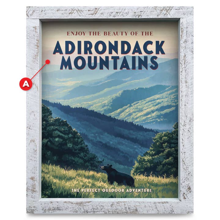 Customizable Vintage Mountain Wilderness Poster | Real Wood Framed Wall Art Print for wholesale by Mill Wood Art