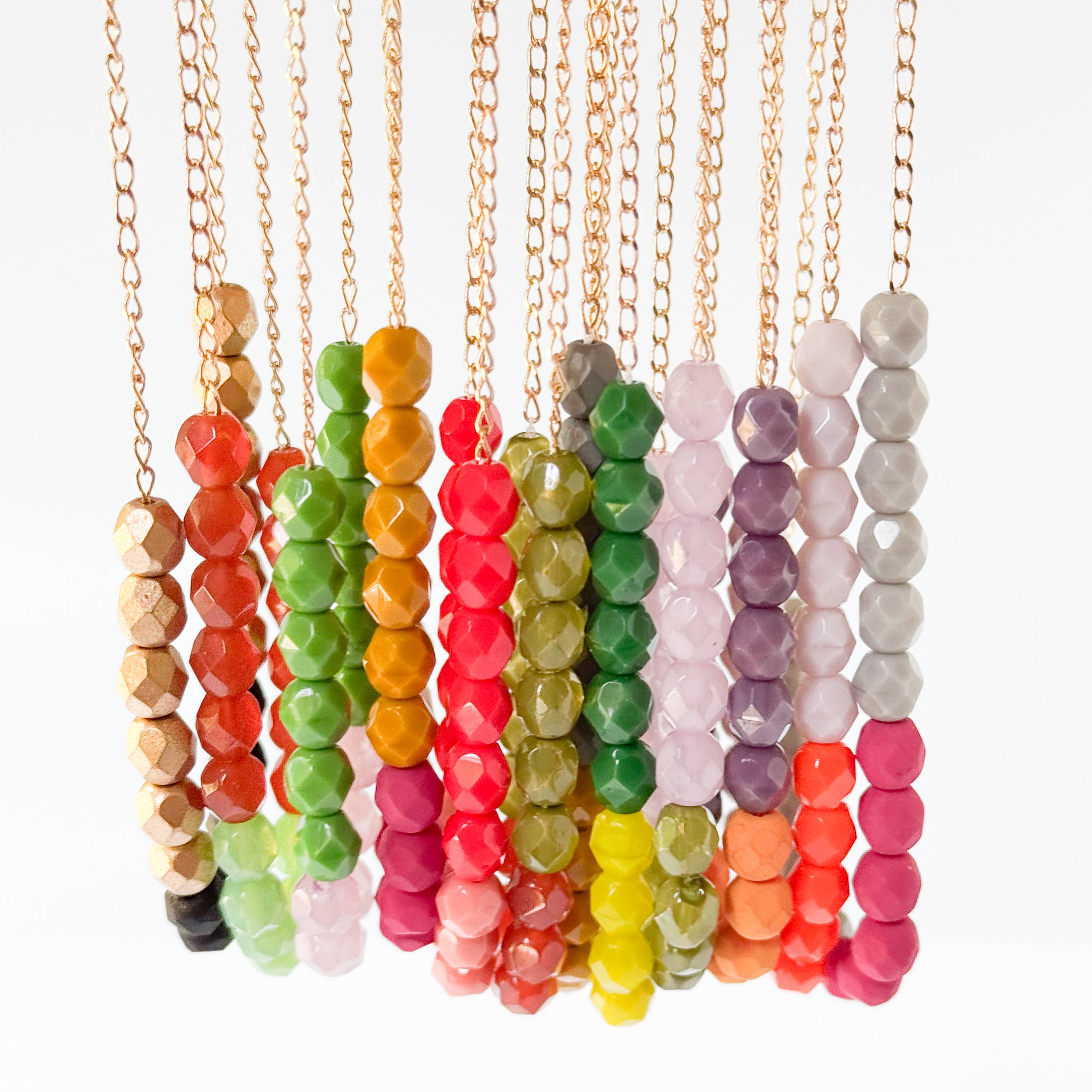 Nest Pretty Things - Wholesale Beaded/Pearl Necklace - Two-Tone Glass Bead Necklace on 24K Gold Chain- 12 colors5