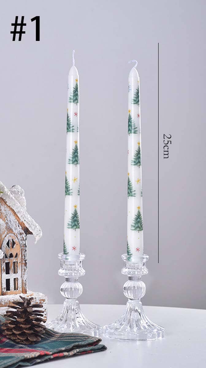Candles Meta - Wholesale Tapered Candle/Candlestick - 25cm Smokeless Christmas Decorative Printed Taper Candle0