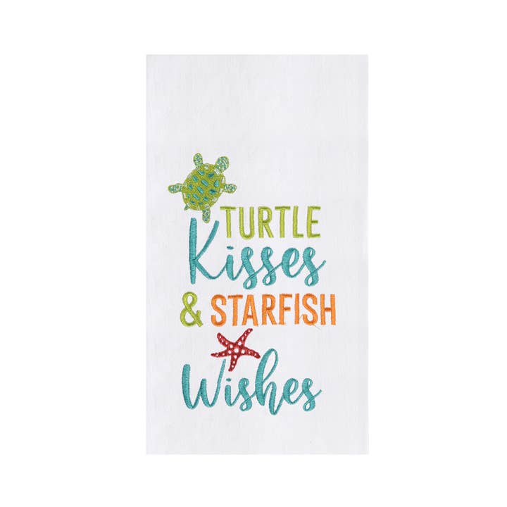 C&F Home - Wholesale Tea Towel - Coastal Turtle Kisses & Starfish Wishes Kitchen Towel