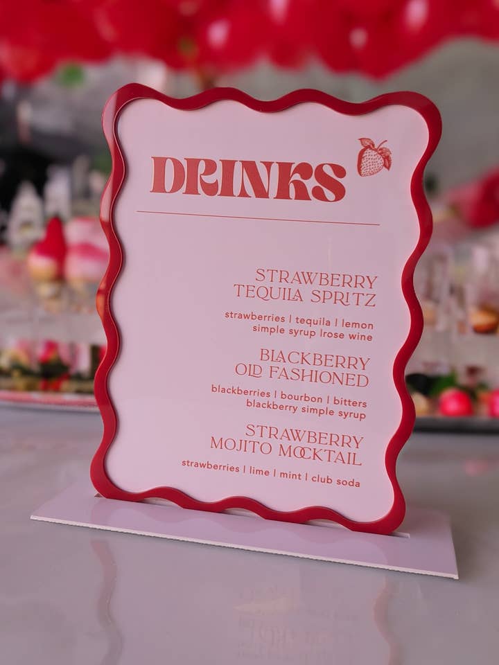 Wavy Red & Pink Drink Menu for wholesale by AALVO