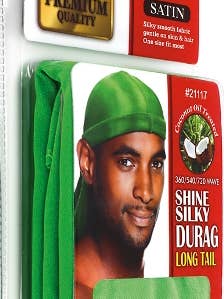 DURAG SILKY LONG TAIL COCONUT OIL TREATED QUALITY (L GREEN) for wholesale by MI Hair Distribution