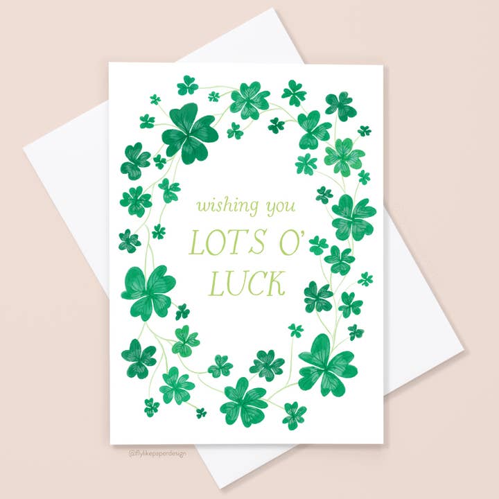 Je vous souhaite beaucoup de chance Carte de la Saint-Patrick pour la vente par Fly Like Paper Design