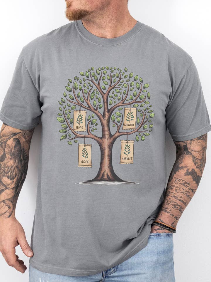 Soil Comforts - Wholesale Screen Printed T-Shirt - Unisex - Inspirational Tree with Hope and Growth T-Shirts