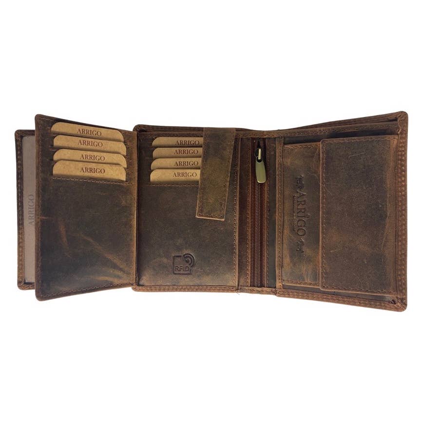 Arrigo - Vente Portefeuille – homme - Portefeuille homme en cuir de buffle - Portefeuille pliant - Protection RFID6