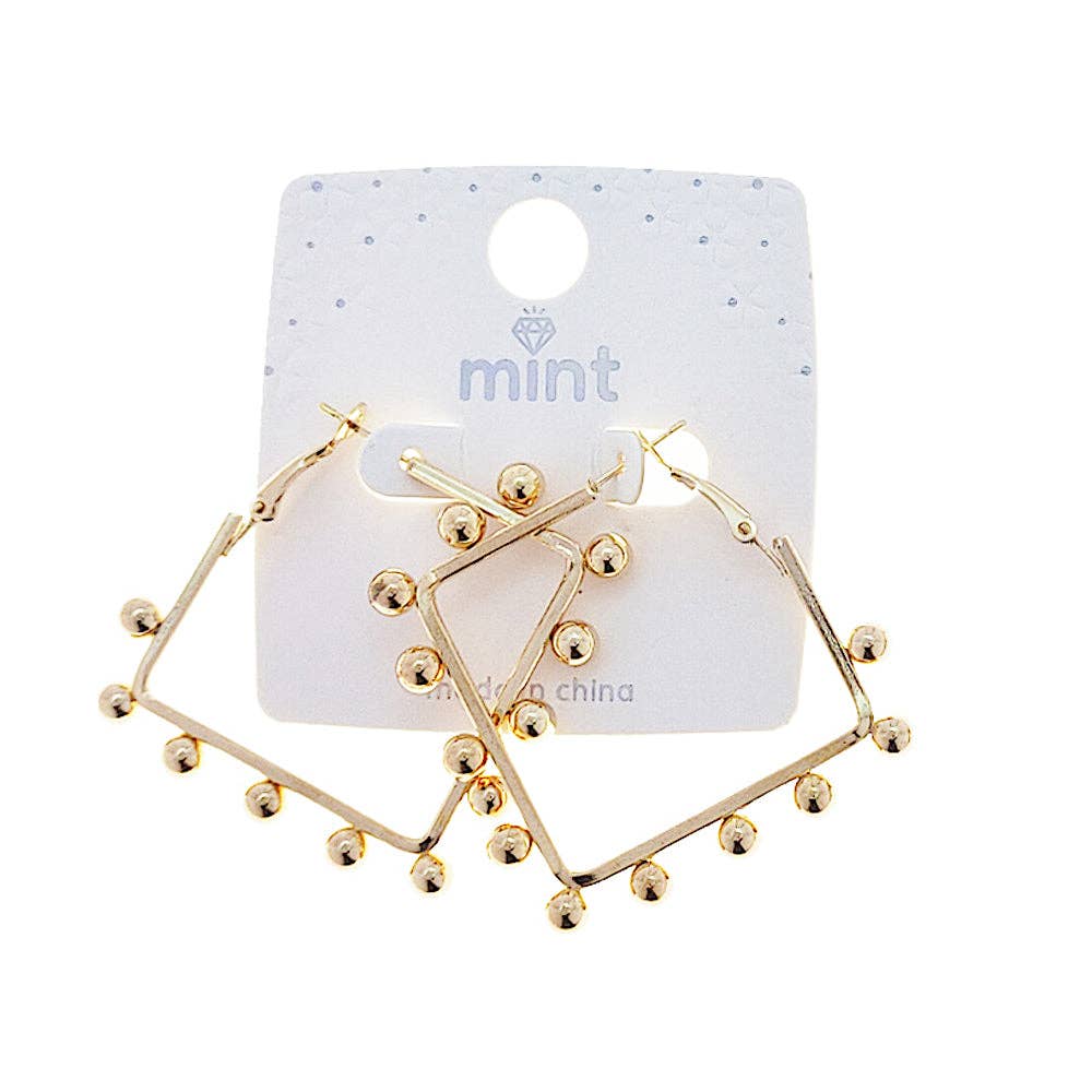 Atlas Fashion - Wholesale Hoop Earrings - Beaded Square Hoops0