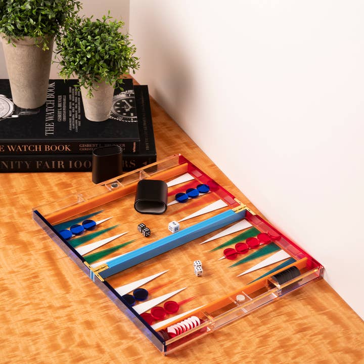 BeyBerk International - Wholesale Board Game - Acrylic Backgammon Set- MultiColor2