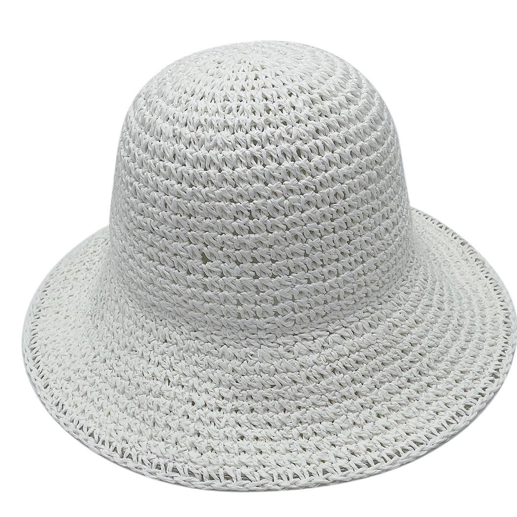 Fashion City - Wholesale Bucket Hat - Women's - Solid Colored Straw Bucket Hat9