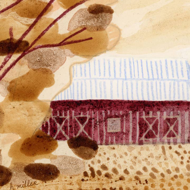 H Miller Ink Illustration Art wholesale products - Wholesale Art Print - Old Barn in Field | Art Print | Rustic Wall Art & Home Decor2