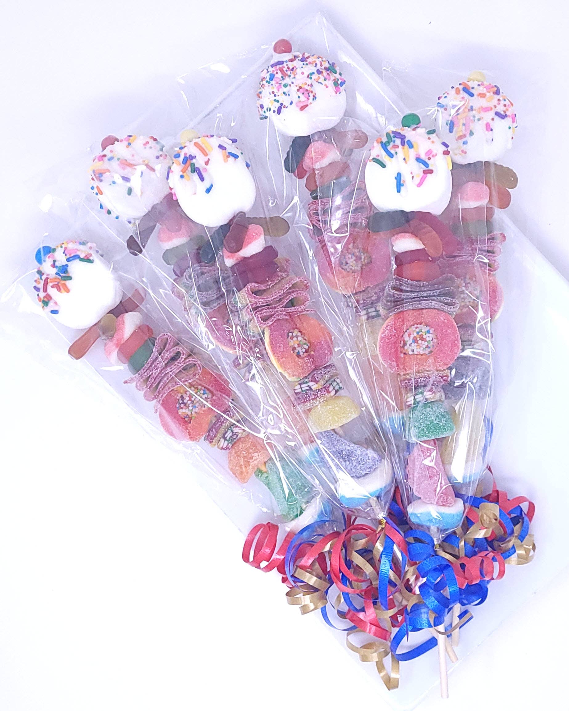 Wild Angel Treats, LLC - Wholesale Gummy - Gummy Candy Kabobs - multiple candy types on wooden skewer1