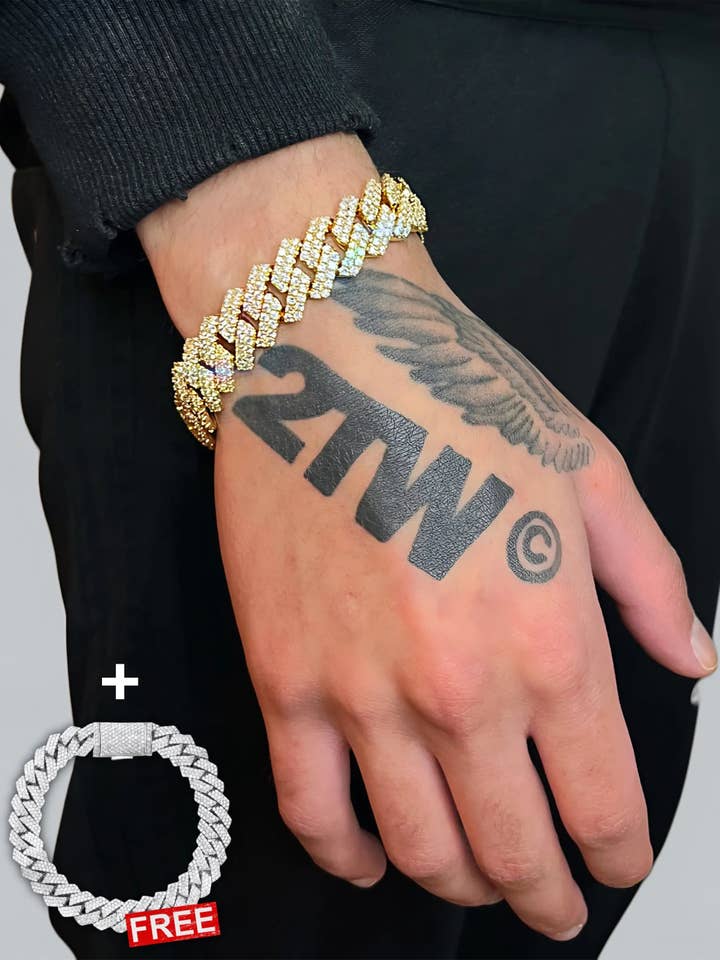 12mm Gold Cuban Bracelet + FREE CHAIN for wholesale by 2THEWORLD