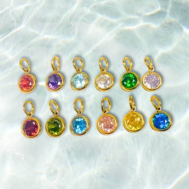 Gold Birthstone Charm | Waterproof Stainless Steel Charms for wholesale by The Charm Bar Company