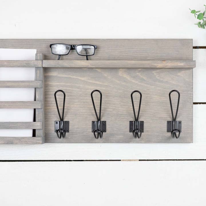 Entryway Mailbox, Easy Install Home Entry Organizer, Wall Mounted Coat Hook Rack for wholesale by The McGarvey Workshop