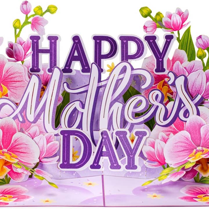 Paper Love - Wholesale Mother's Day Card - Happy Mothers Day Orchids Pop Up Card - 5" x 7"