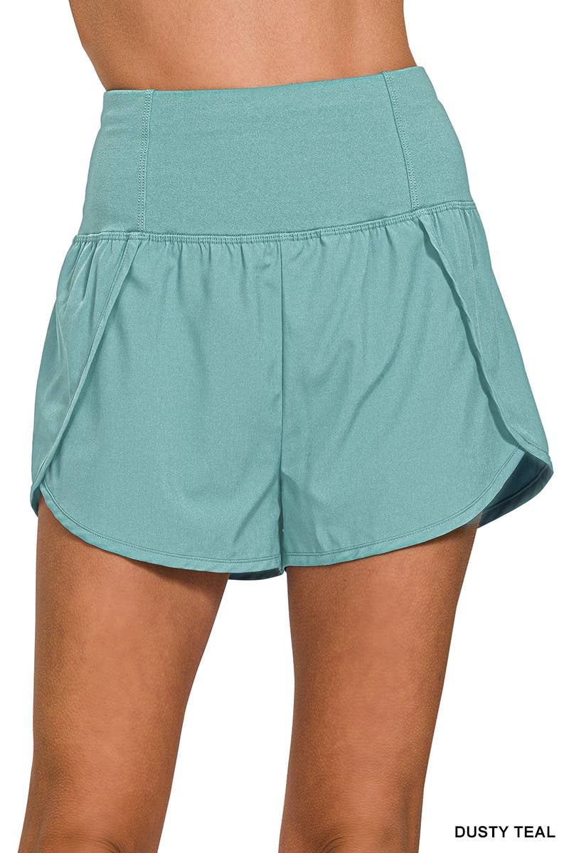 42POPS - Wholesale Athletic Shorts - Women's - ,,,..High Waisted Zippered Back Pocket Running Shorts17