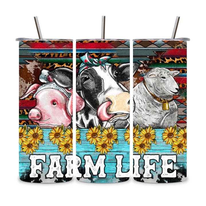 Pig Cow Sheep "Farm Life" Tumbler for wholesale by Moyer Farm Parts