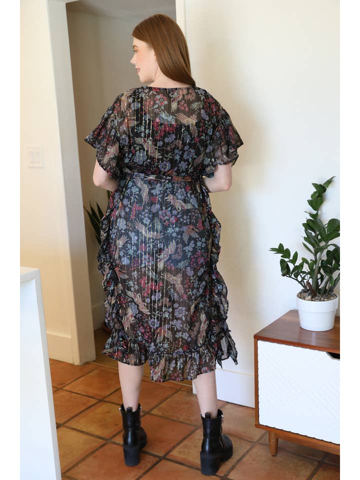 ANGIE – wholesale Kimono – Women's – H2235-RU11 LUREX CHIFFON RUFFLE KIMONO WITH BELT2