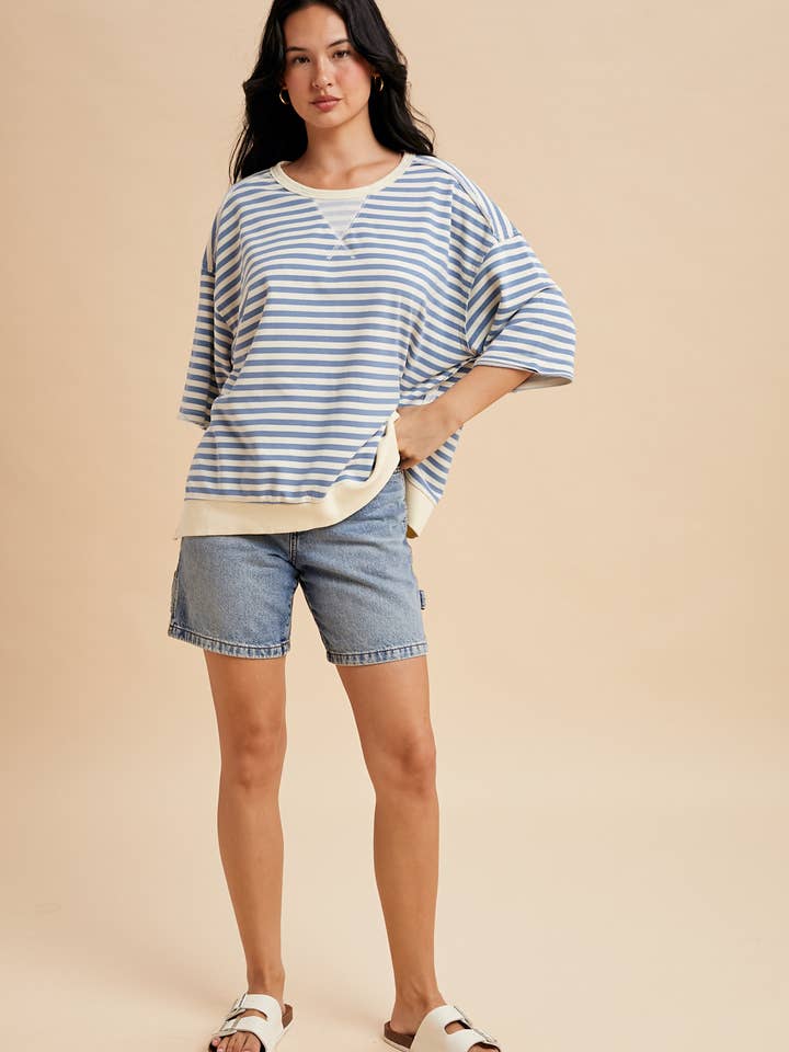 Maglia a righe in spugna francese per la vendita all'ingrosso da parte di In Loom