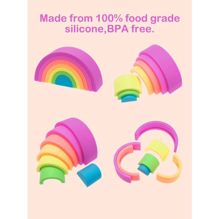 land of petite - Wholesale Stacking Rings Game - Baby - Rainbow Stacking Toy- Bright2