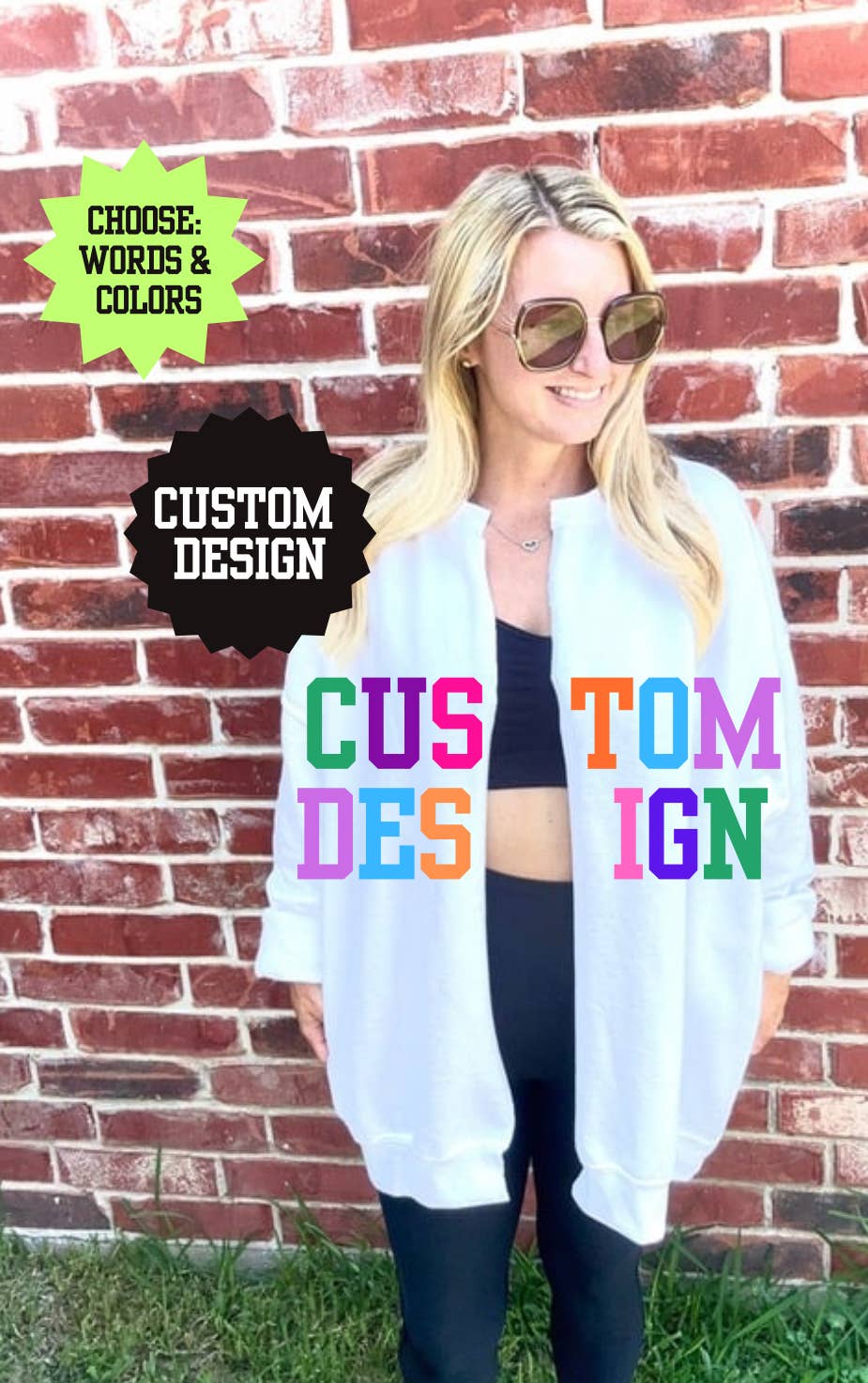 Simply Blush Wholesale - Wholesale Cardigan - Women's - Custom Cardigan Split Crew Cardi Game Day Raw Edge Football