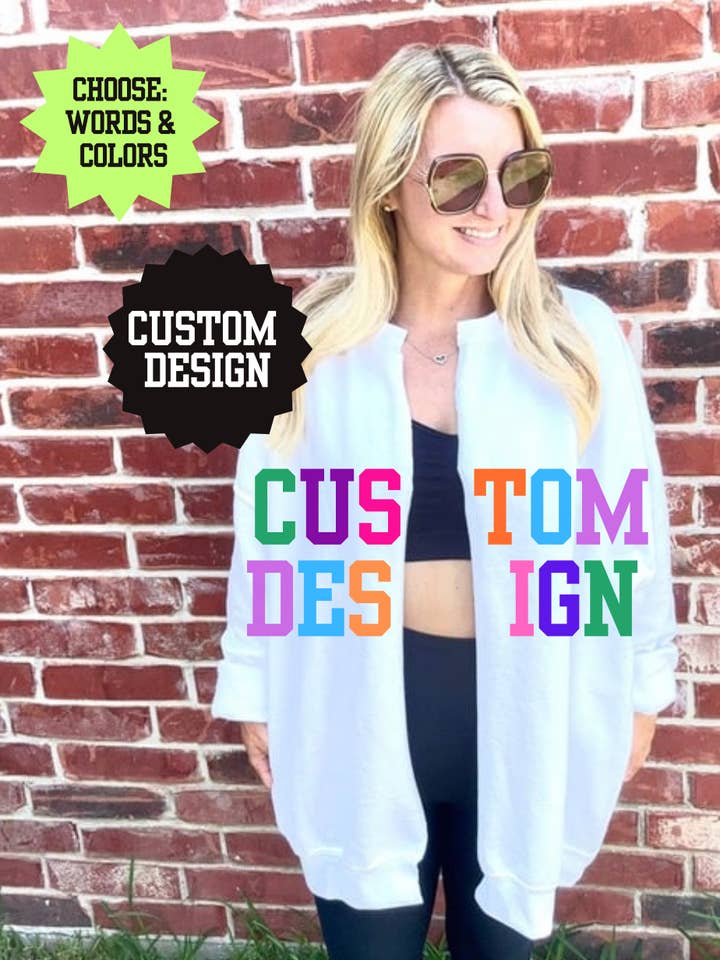 Simply Blush Wholesale - Wholesale Cardigan - Women's - Custom Cardigan Split Crew Cardi Game Day Raw Edge Football0