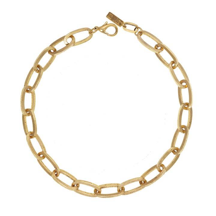 Patras Antique Gold Plated Brass Chain Necklace for wholesale by TOVA
