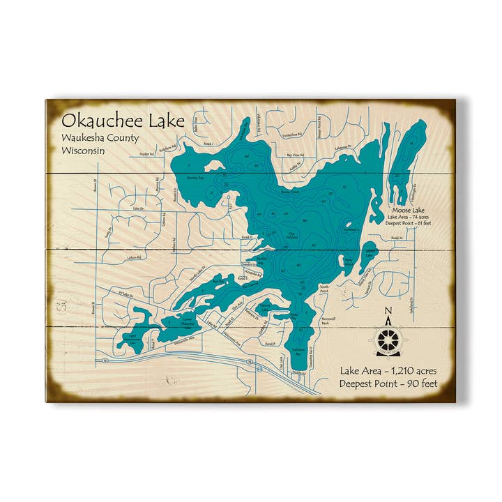 Okauchee Lake, Wisconsin - Arte de Parede em Madeira e Metal por atacado de Old Wood Signs