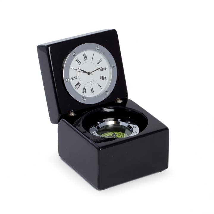 Compass and Clock in Black Box for wholesale by BeyBerk International
