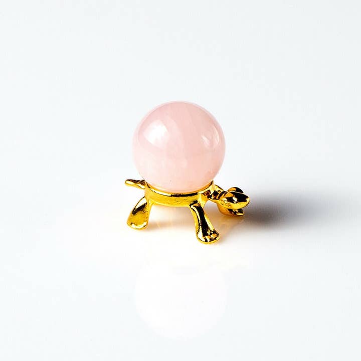 Tree of Life Gems – Engroshandel Spirituelle sten og krystaller – Rose Quartz 20mm kugle på guld skildpadde stativ