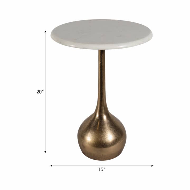 Sagebrook Home - Wholesale Side Table - White/Gold 20 in. Aluminum Marble Accent Table Ball Base