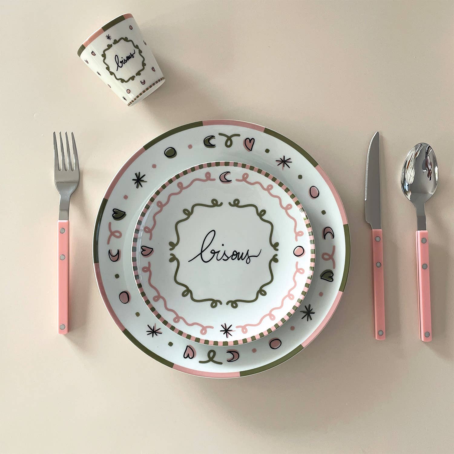 Opjet Paris – Prato por atacado – Conjunto de 4 pratos rasos beijos D26,7cm2