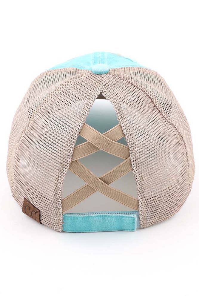 Hana - Wholesale Ponytail Cap - Women's - C.C Aloha Beaches Patch Distressed Pony Cap7