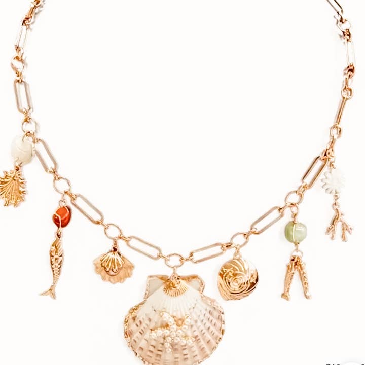 HoopLa - Wholesale Pendant/Charm Necklace - By The Bay-Shell- Statement Necklace- Sea Necklace