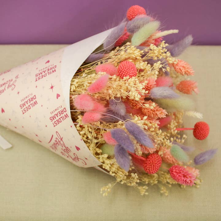 Pastel Dried Flower Bouquet – Soft Blush & Cream  for wholesale by Wildestdreams.flowers