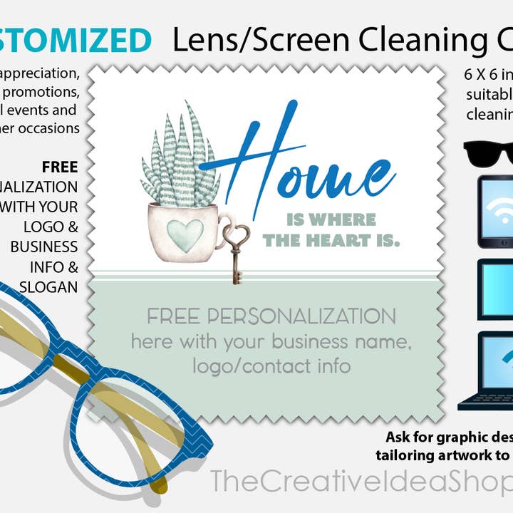 BRUGERDEFINEREDE TRYKTE DESIGNER MARKEDSFØRING GLAS RENGØRINGSKLUD #9 for engroshandel hos The Creative Idea Shop